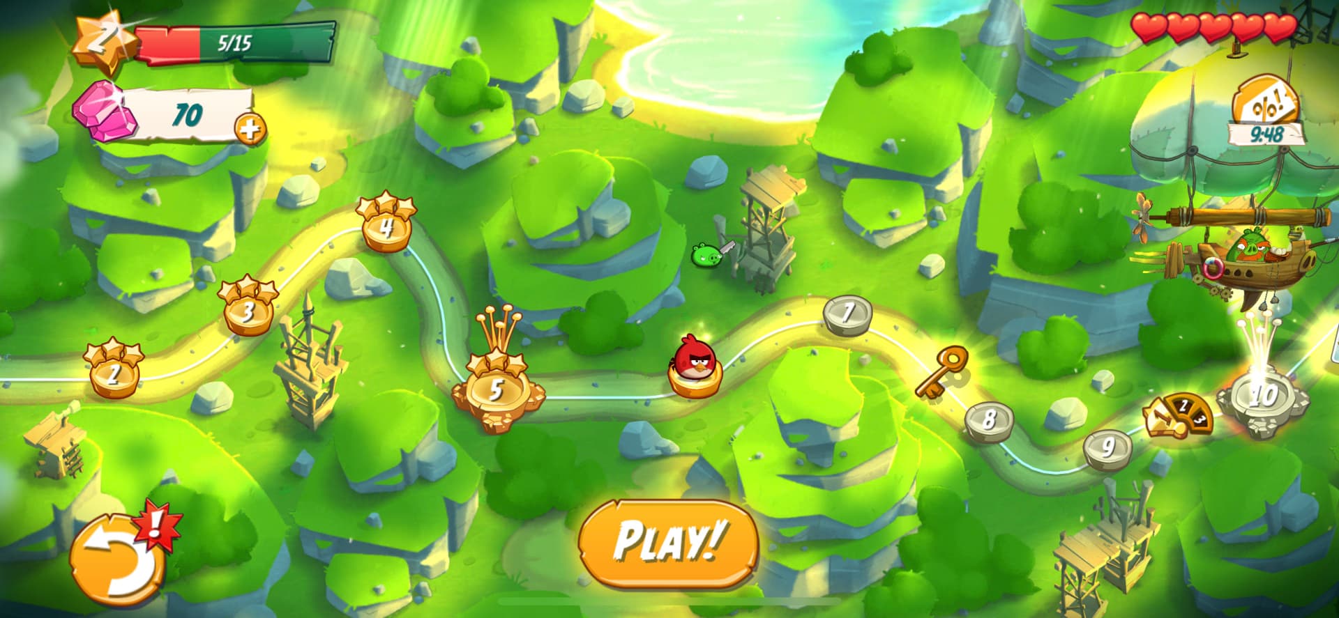 Πρόοδος επιπέδων στο Angry Birds